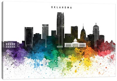 Oklahoma Skyline, Rainbow Style Canvas Art Print - Oklahoma City