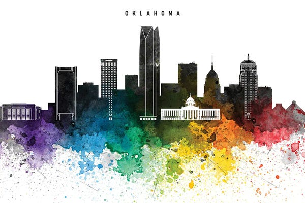 Oklahoma: Oklahoma Skyline, Rainbow Style by WallDecorAddict