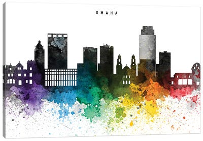 Omaha Skyline, Rainbow Style Canvas Art Print - Omaha