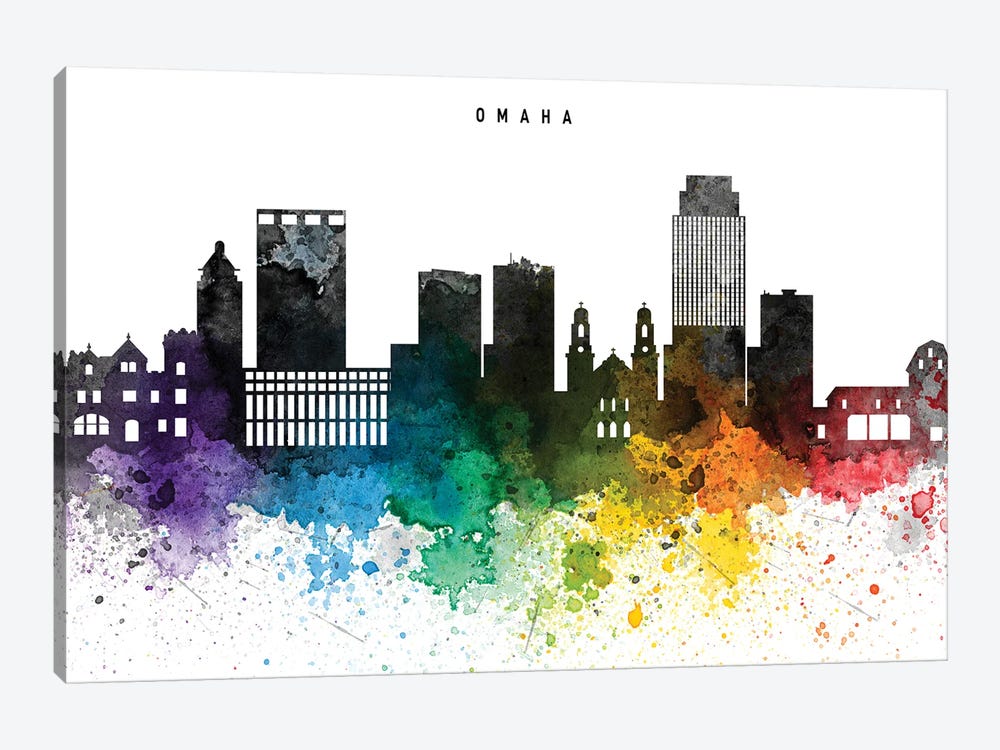 Omaha Skyline, Rainbow Style by WallDecorAddict 1-piece Canvas Art