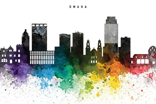 Nebraska: Omaha Skyline, Rainbow Style by WallDecorAddict