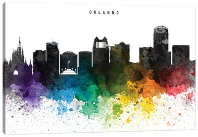 Orlando Skyline, Rainbow Style Canvas Art Print - Orlando Art