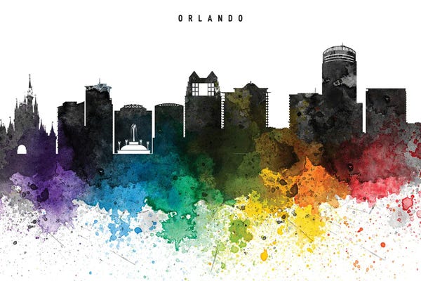 Orlando: Orlando Skyline, Rainbow Style by WallDecorAddict