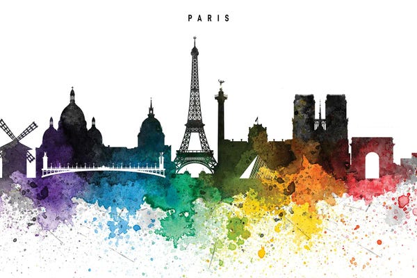 Eiffel Tower: Paris Skyline, Rainbow Style by WallDecorAddict