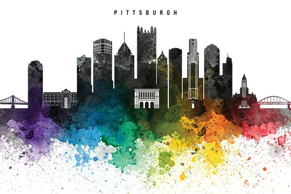 Pittsburgh Skylines: Pittsburgh Skyline, Rainbow Style by WallDecorAddict