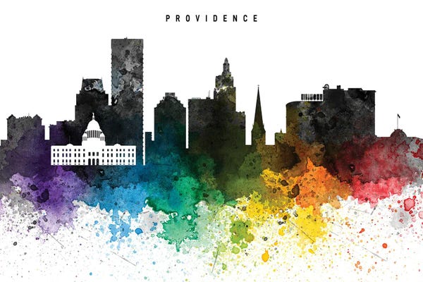 Rhode Island: Providence Skyline, Rainbow Style by WallDecorAddict