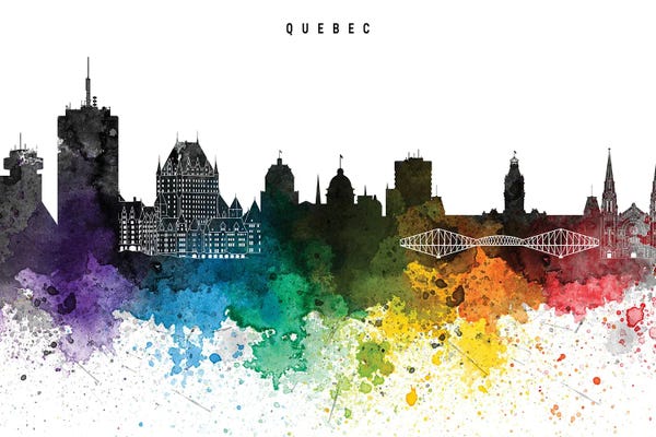 Quebec: Quebec Skyline, Rainbow Style by WallDecorAddict