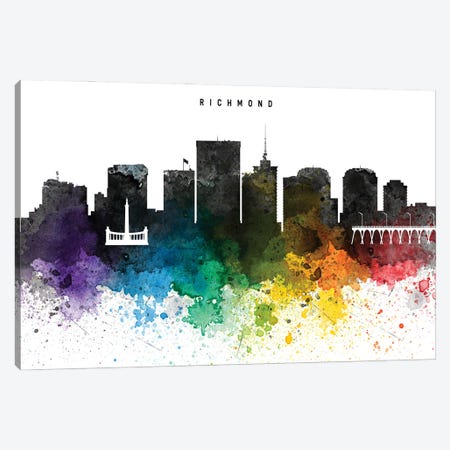 Richmond Skyline, Rainbow Style Canvas Print #WDA2544} by WallDecorAddict Canvas Art