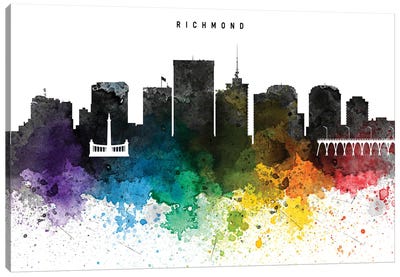 Richmond Skyline, Rainbow Style Canvas Art Print - Virginia Art