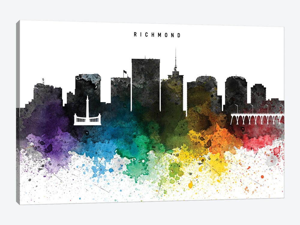 Richmond Skyline, Rainbow Style by WallDecorAddict 1-piece Canvas Art