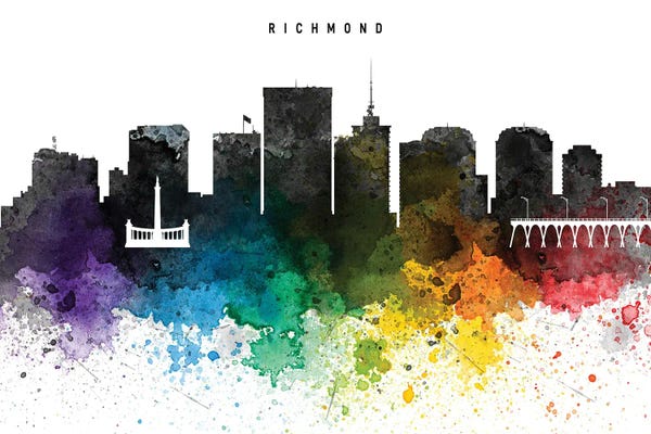 Virginia: Richmond Skyline, Rainbow Style by WallDecorAddict