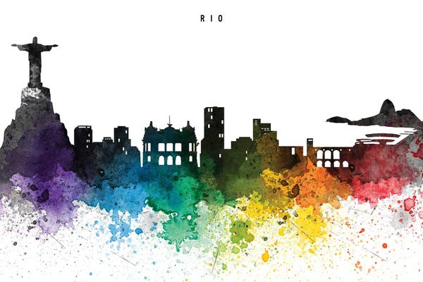 Brazil: Rio De Janeiro Skyline, Rainbow Style by WallDecorAddict