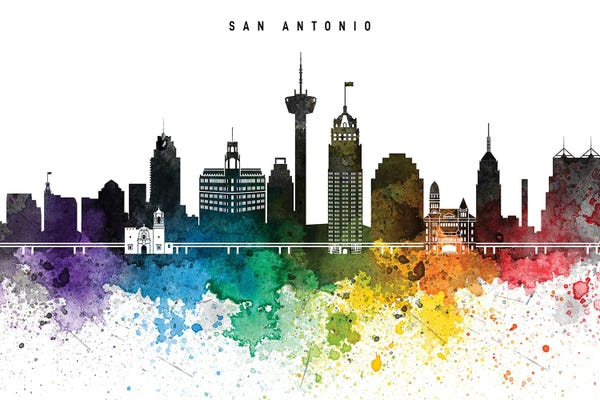 San Antonio: San Antonio Skyline, Rainbow Style by WallDecorAddict