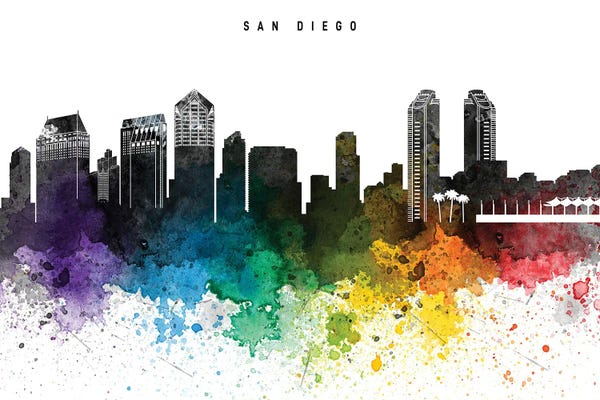 San Diego: San Diego Skyline, Rainbow Style by WallDecorAddict