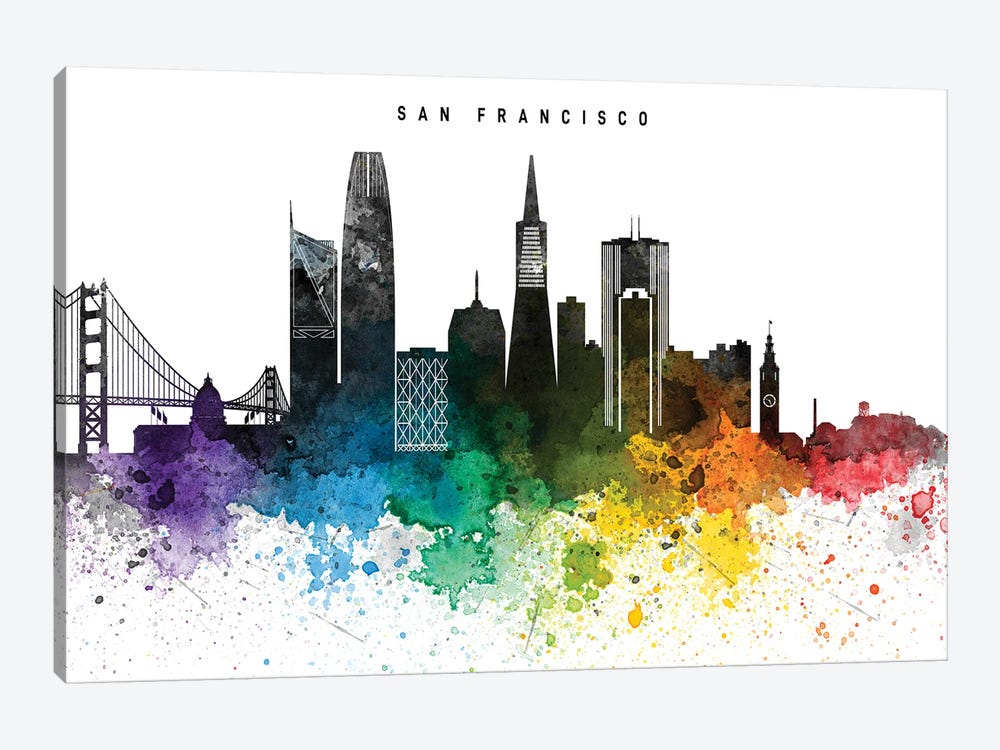 San Francisco Skyline, Rainbow Style by WallDecorAddict 1-piece Canvas Art Print