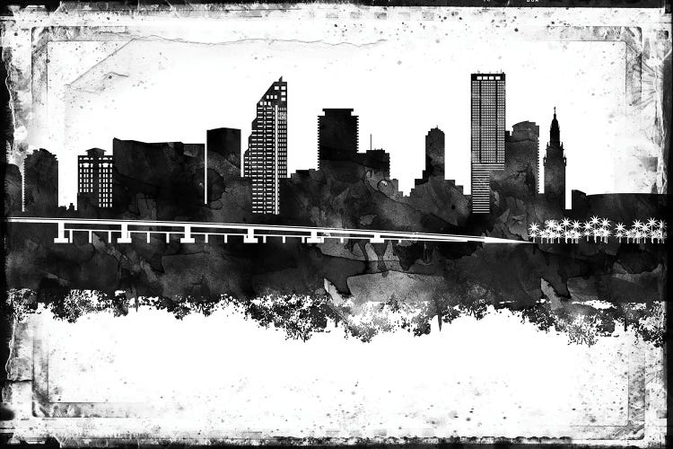 Miami Black And White Framed Skylines