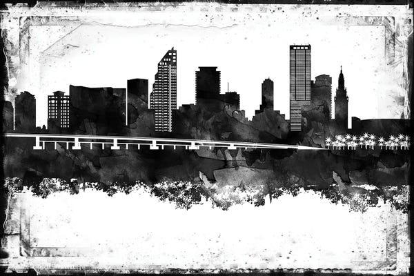 WallDecorAddict: Miami Black And White Framed Skylines by WallDecorAddict