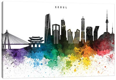 Seoul Skyline, Rainbow Style Canvas Art Print - South Korea