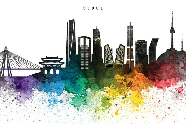 Seoul: Seoul Skyline, Rainbow Style by WallDecorAddict