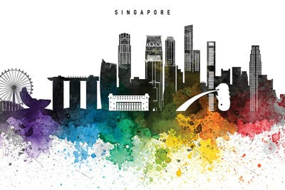 Singapore Skyline, Rainbow Style by WallDecorAddict acrylic art print