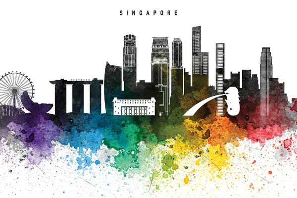 Singapore: Singapore Skyline, Rainbow Style by WallDecorAddict