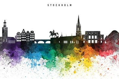 Stockholm Skyline, Rainbow Style by WallDecorAddict multi panel art