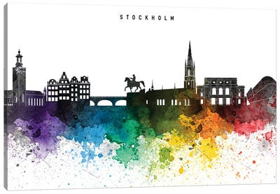 Stockholm Skyline, Rainbow Style Canvas Art Print - Stockholm Art