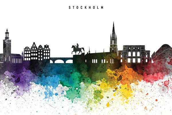Sweden: Stockholm Skyline, Rainbow Style by WallDecorAddict