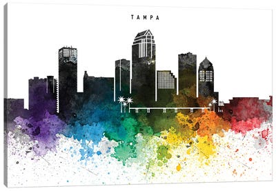 Tampa Skyline, Rainbow Style Canvas Art Print - Tampa Art