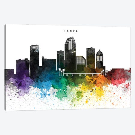 Tampa Skyline, Rainbow Style Canvas Print #WDA2555} by WallDecorAddict Art Print