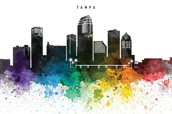 Tampa Bay: Tampa Skyline, Rainbow Style by WallDecorAddict