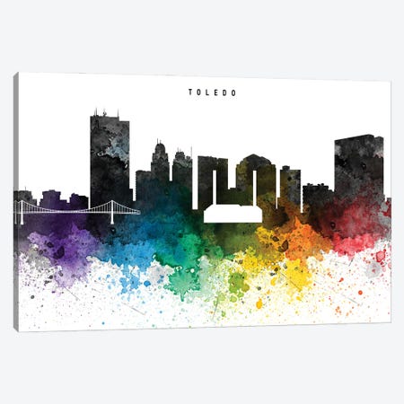 Toledo Skyline, Rainbow Style Canvas Print #WDA2556} by WallDecorAddict Art Print