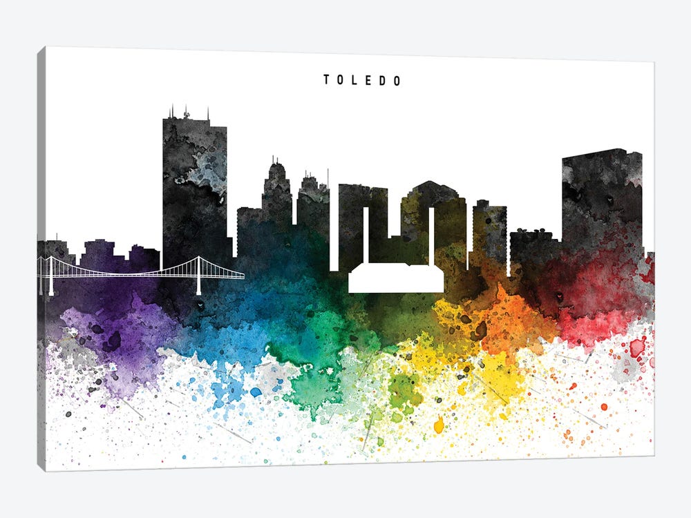 Toledo Skyline, Rainbow Style by WallDecorAddict 1-piece Canvas Print