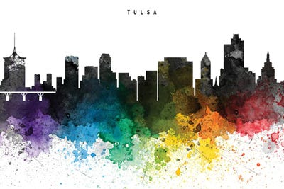 Tulsa Skyline, Rainbow Style by WallDecorAddict canvas print