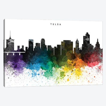 Tulsa Skyline, Rainbow Style Canvas Print #WDA2557} by WallDecorAddict Art Print
