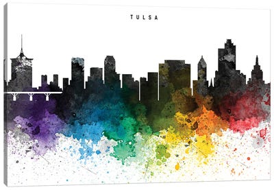 Tulsa Skyline, Rainbow Style Canvas Art Print - WallDecorAddict