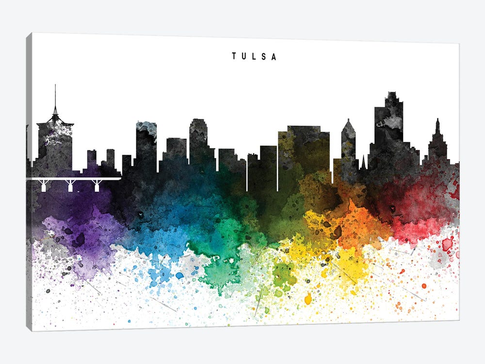 Tulsa Skyline, Rainbow Style by WallDecorAddict 1-piece Canvas Art