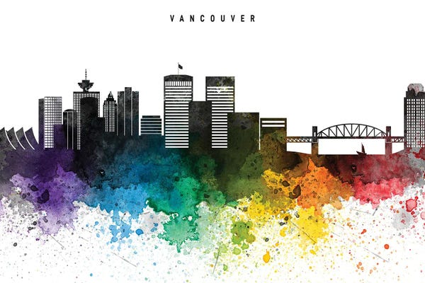 Vancouver: Vancouver Skyline, Rainbow Style by WallDecorAddict