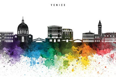 Venice Skyline, Rainbow Style by WallDecorAddict art print