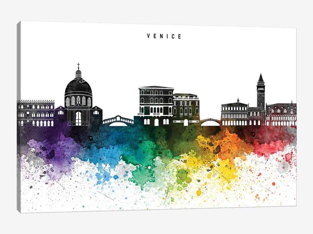 Venice Skyline, Rainbow Style by WallDecorAddict 1-piece Canvas Artwork