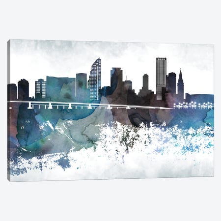 Miami Bluish Skylines Canvas Print #WDA255} by WallDecorAddict Canvas Print
