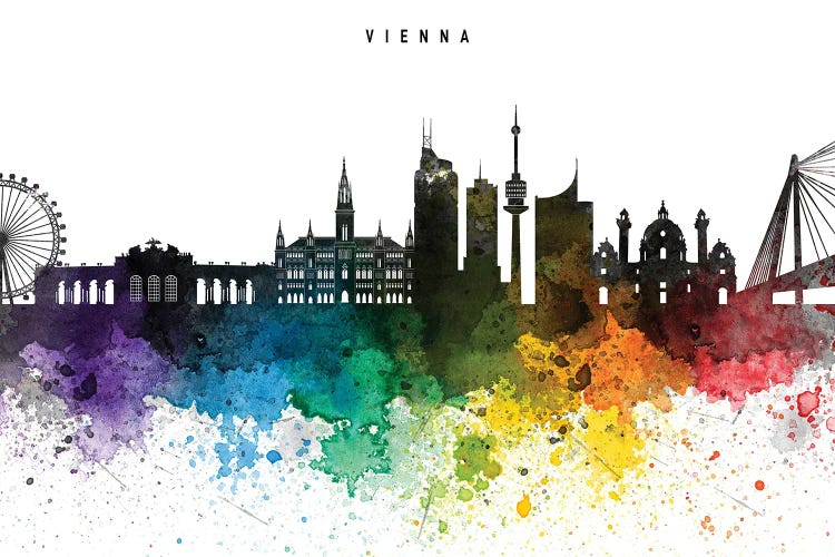 Vienna Skyline, Rainbow Style by WallDecorAddict wall art