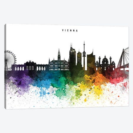 Vienna Skyline, Rainbow Style Canvas Print #WDA2560} by WallDecorAddict Art Print