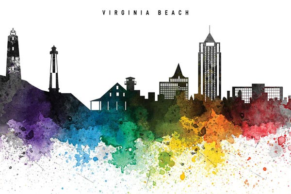 Virginia: Virginia Beach Skyline, Rainbow Style by WallDecorAddict