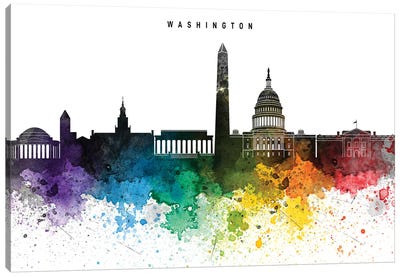 Washington Skyline, Rainbow Style Canvas Art Print - Washington DC Skylines