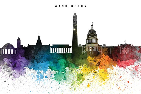 Washington, D.C. Skylines: Washington Skyline, Rainbow Style by WallDecorAddict
