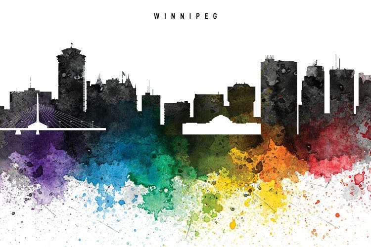 Winnipeg Skyline, Rainbow Style by WallDecorAddict wall art