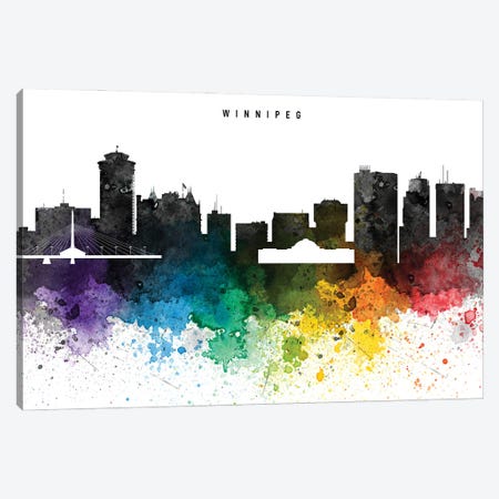 Winnipeg Skyline, Rainbow Style Canvas Print #WDA2563} by WallDecorAddict Canvas Print