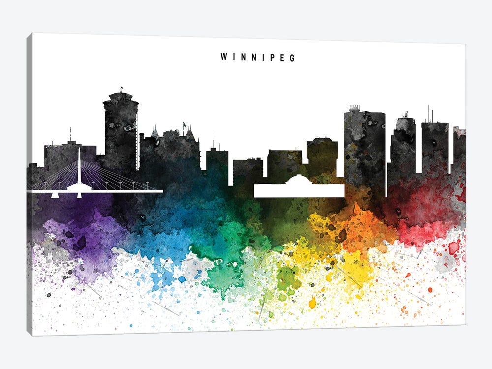 Winnipeg Skyline, Rainbow Style by WallDecorAddict 1-piece Canvas Print