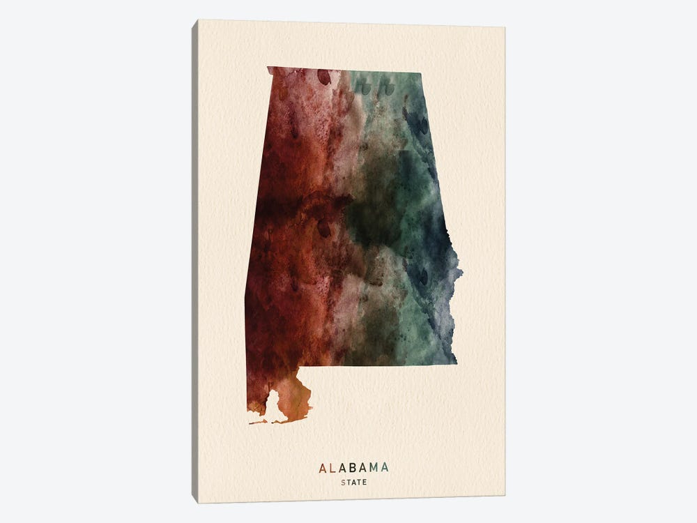 Alabama State Map Desert Style by WallDecorAddict 1-piece Canvas Art Print